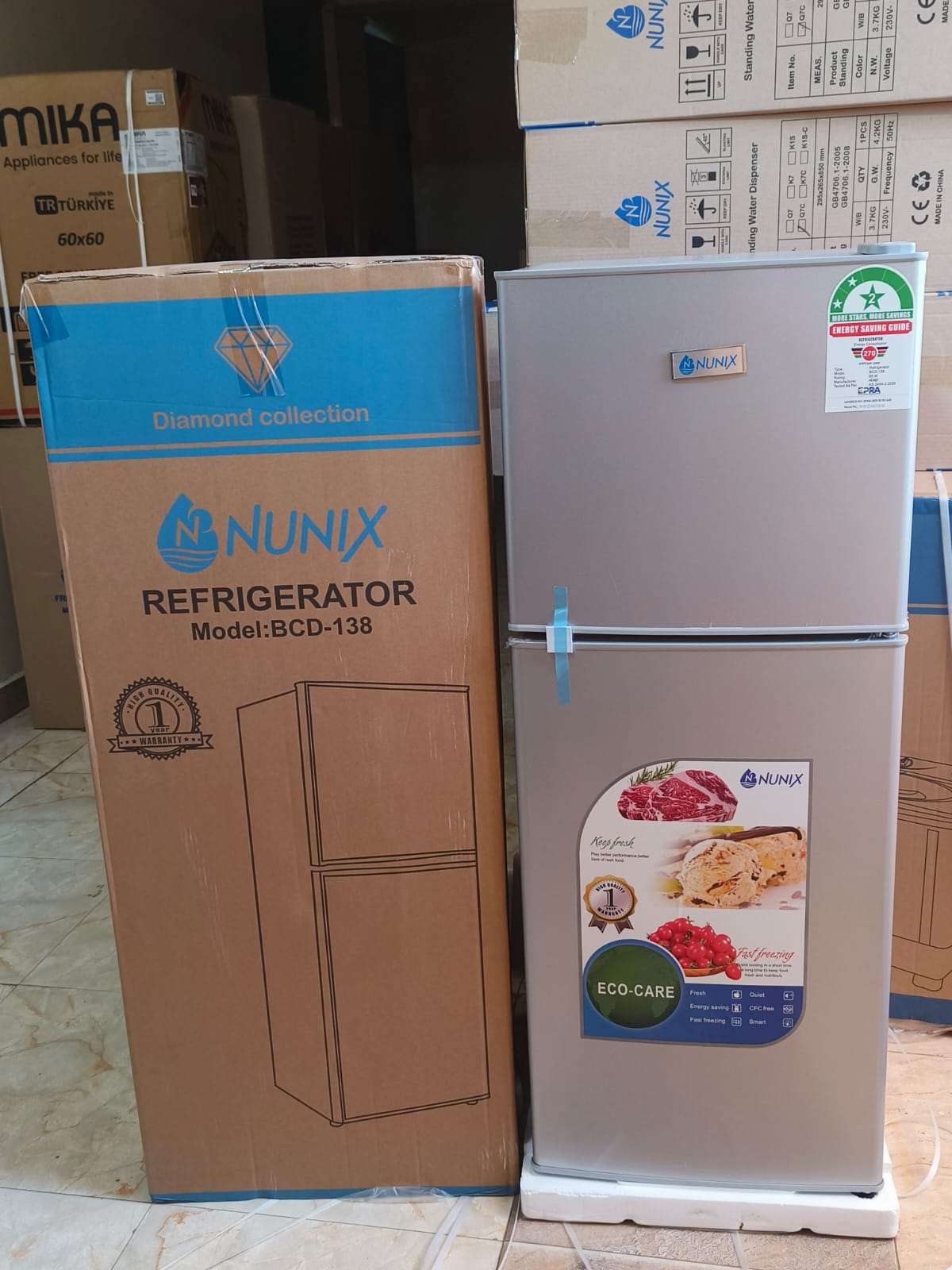Nunix 138 Litres Large Capacity double Door refrigerator Fridge -Silver